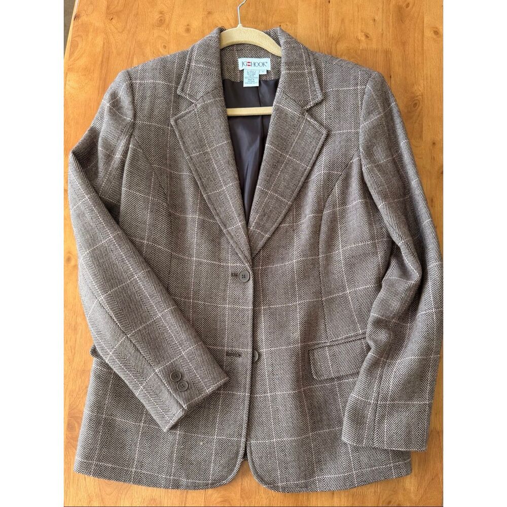 Vintage J.G. Hook Women's Wool Plaid Blazer Size 10 Academia Preppy‎ 2 Buttons